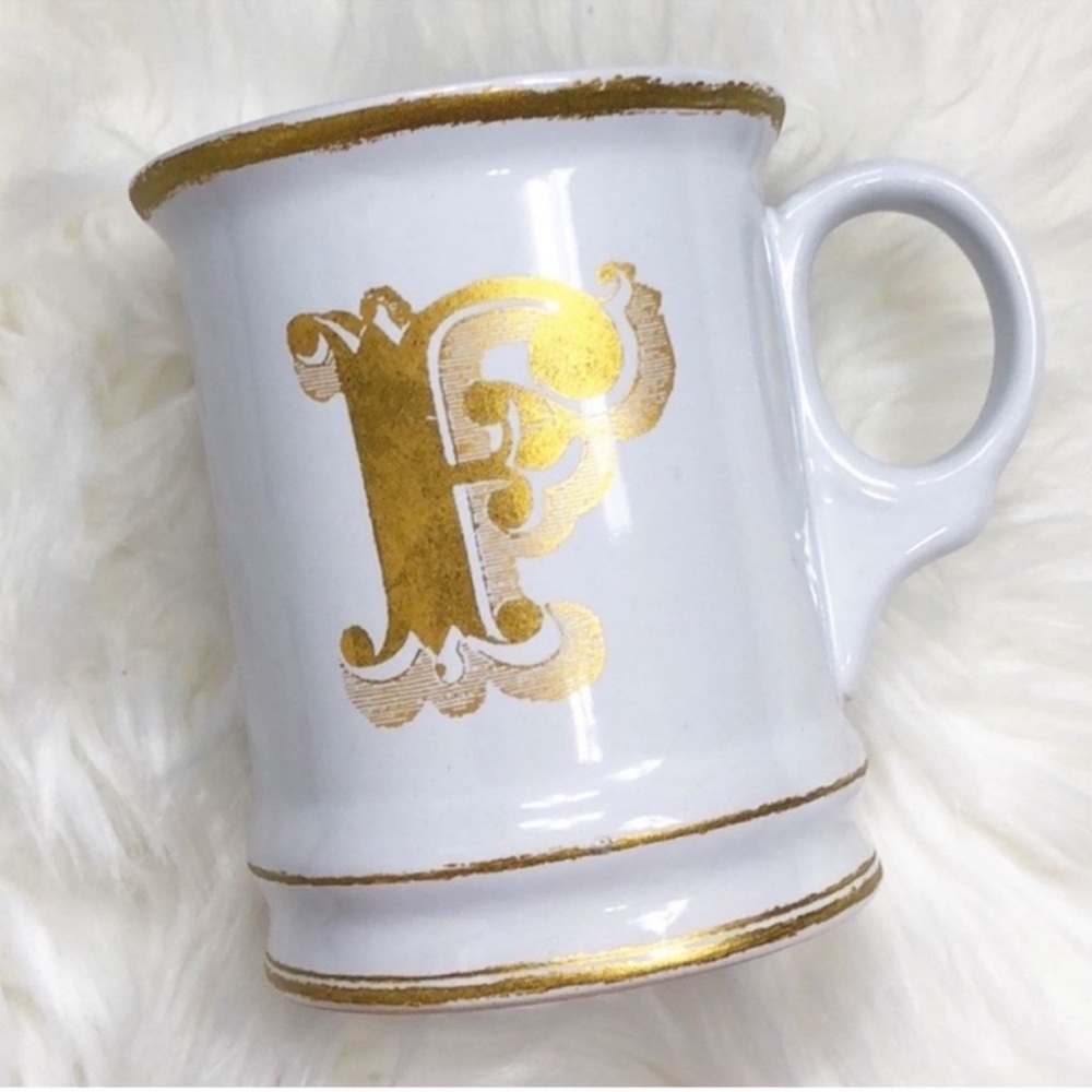 Williams Sonoma monogramed retired letter F ceramic mug